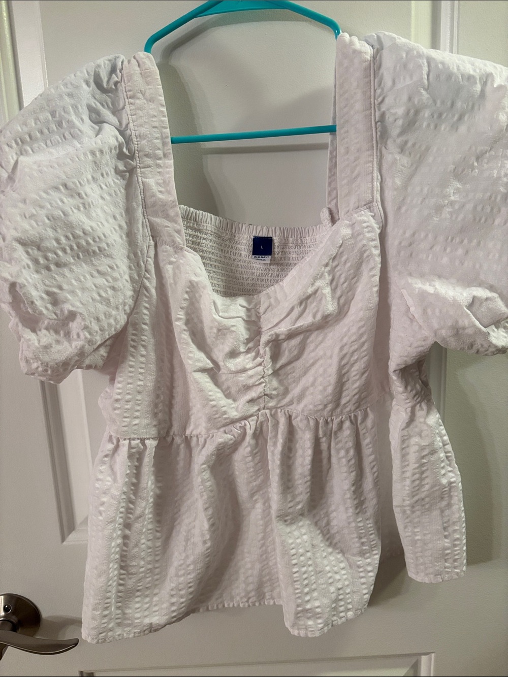 Old Navy White Puff-Sleeve Peasant Top